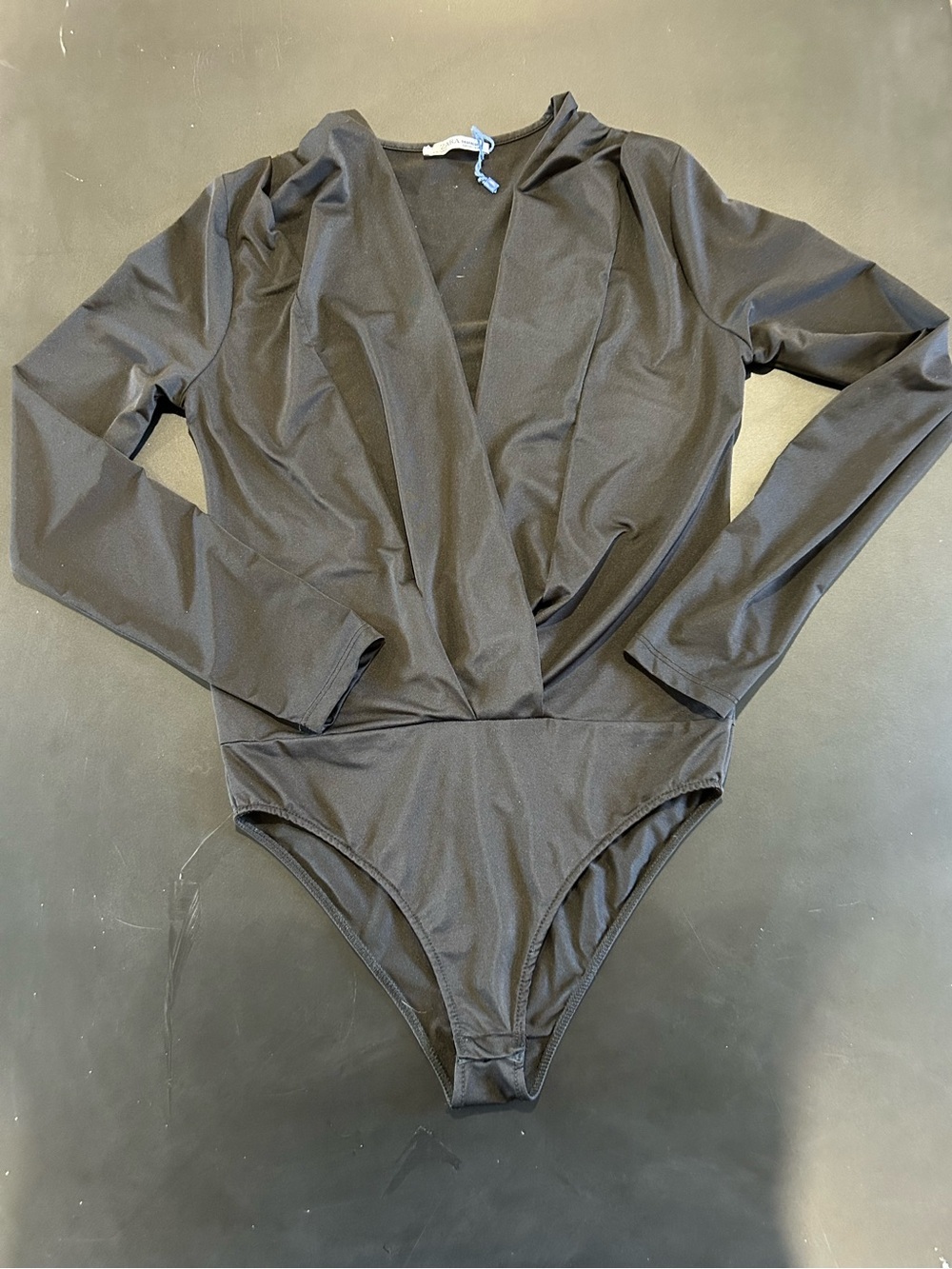 Zara Black Long Sleeve Surplice Bodysuit